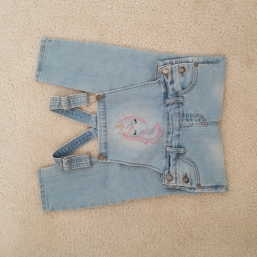 Cat & Jack Super Stretch Unicorn Jean Overalls, Girls Size 4/5